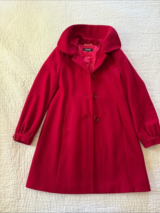 Guess Jackets & Blazers - GUESS Women’s Vibrant Red A-Line Holiday Pea Coat
